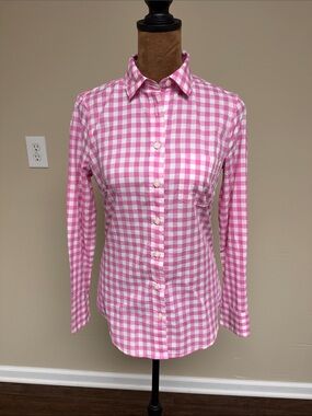 J. Crew Pink & White Gingham Button-Down Shirt